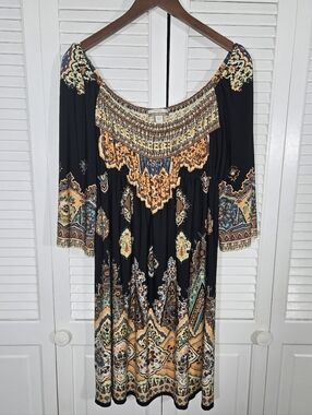 Muse Exclusively For Boston Proper Boho Peasant Smocked 3/4 Stretchy Knit Sz 8